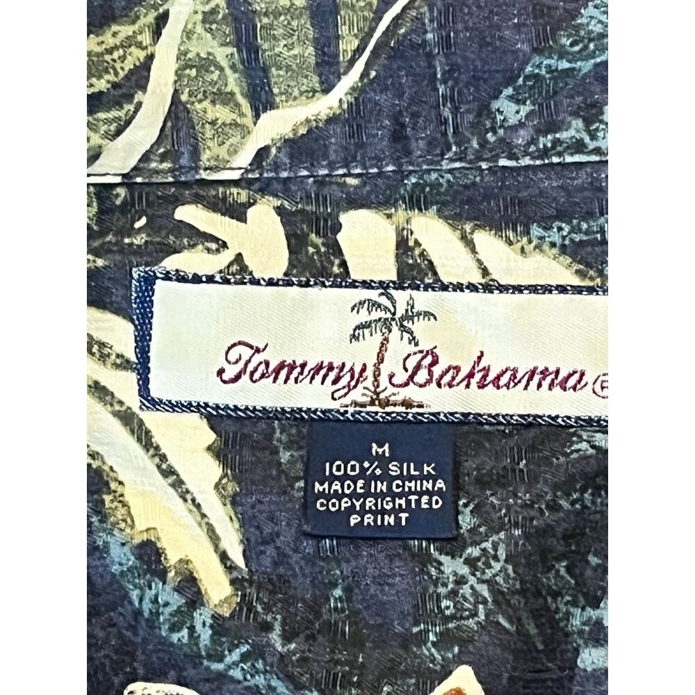 Tommy Bahama Monkey Leaf Print Blue Button Front Shirt Men’s M - Picture 2 of 6